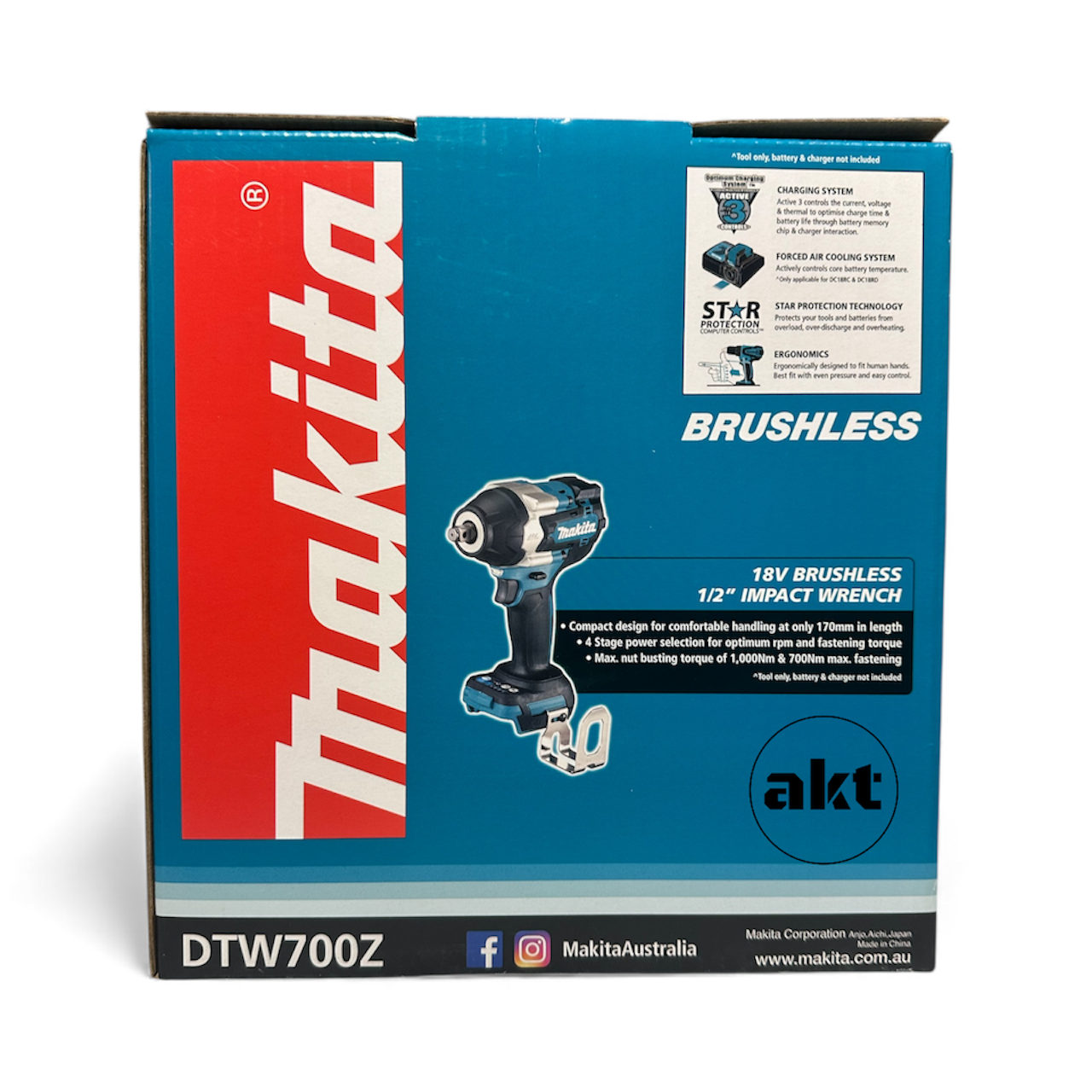 Makita 1/2" Impact Wrench DTW700Z Skin aktools.com.au