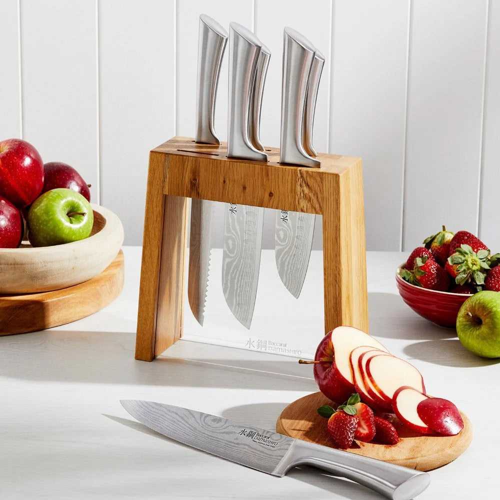 Baccarat Damashiro Mizu Knife Block 7 Piece Oak