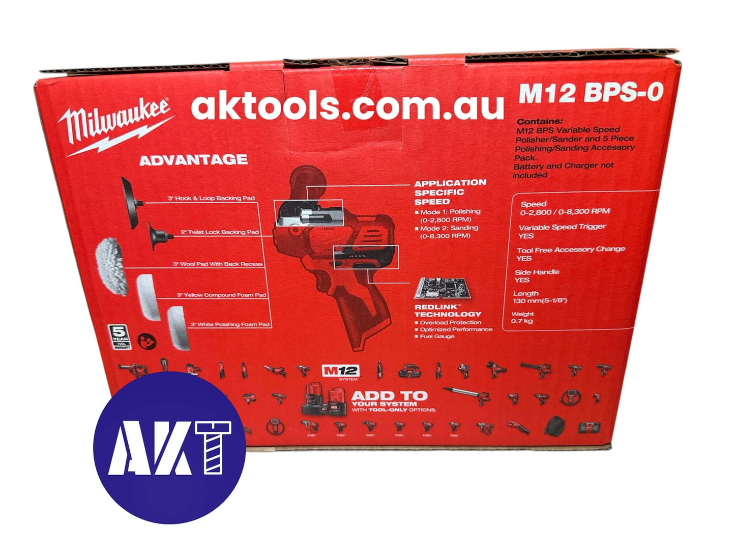Milwaukee M12BPS-0 12V Spot Polisher Detail Sander