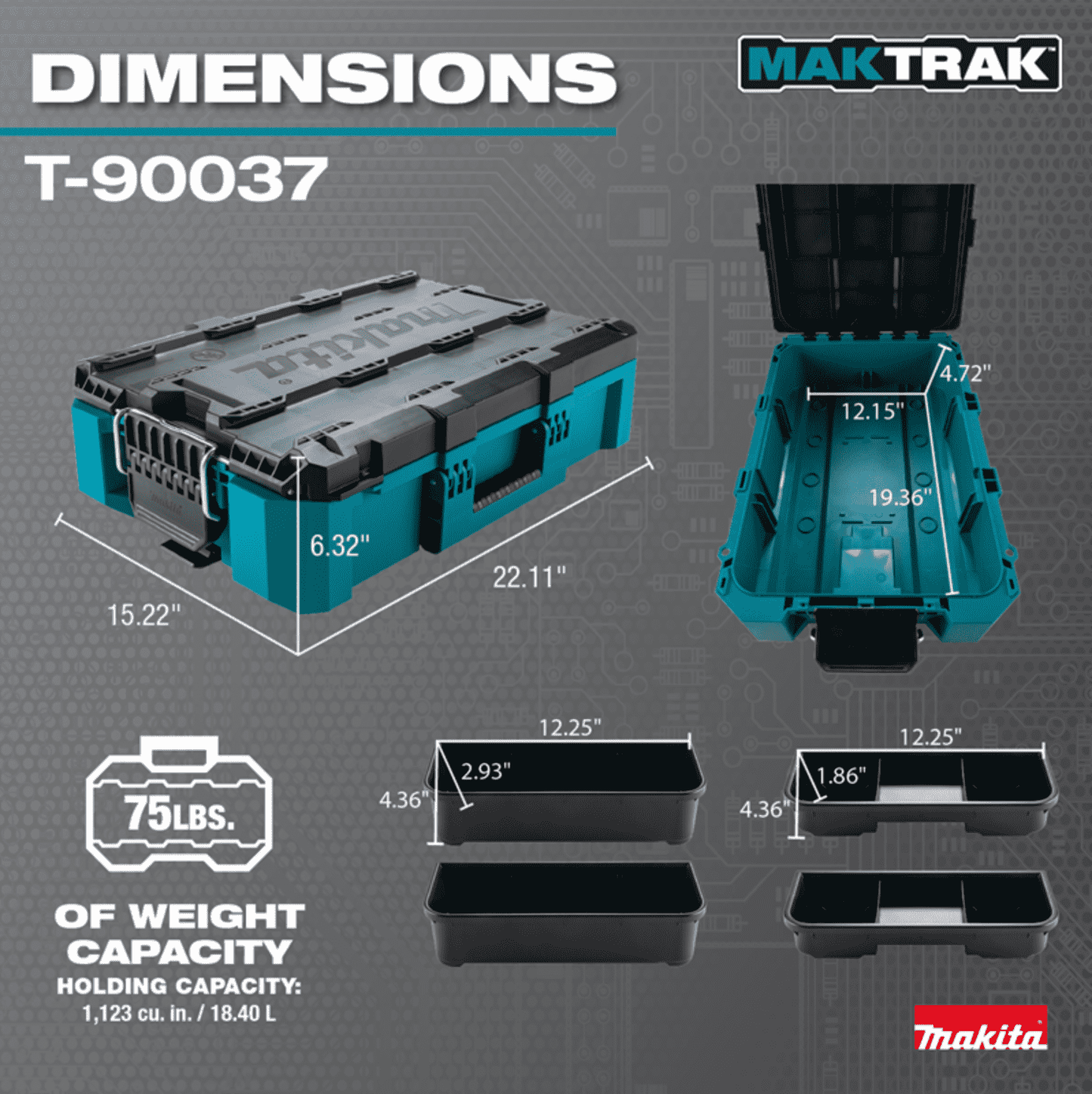 Makita MakTrak Medium Tool Box - T-90037-aktools