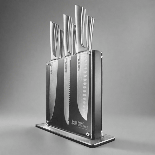 Baccarat Damashiro Kin 7 Piece Knife Block Set Japanese Steel Santoku 