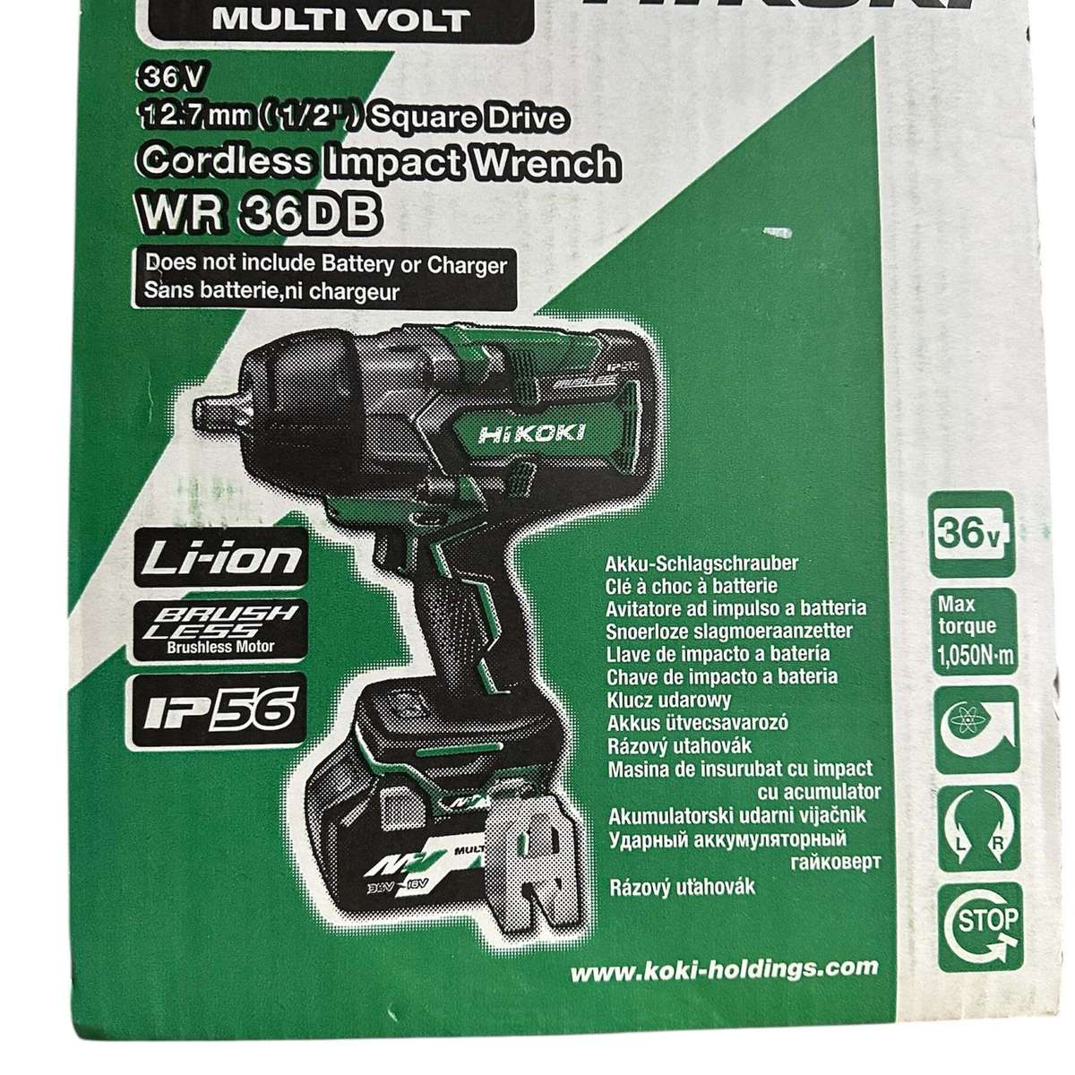 HiKOKI WR36DB(H4Z) 36V Brushless MultiVolt IP56 1/2inch Impact Wrench - Skin Only 2