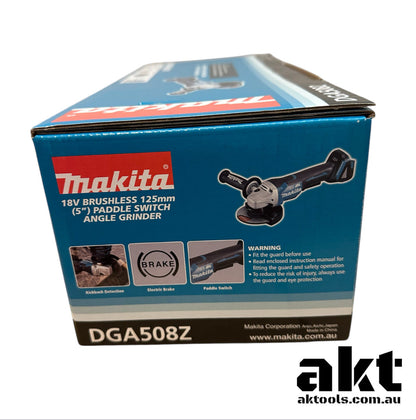Makita 18V Brushless 125mm Angle Grinder Auto Brake Paddle Switch DGA508Z AK TOOLS