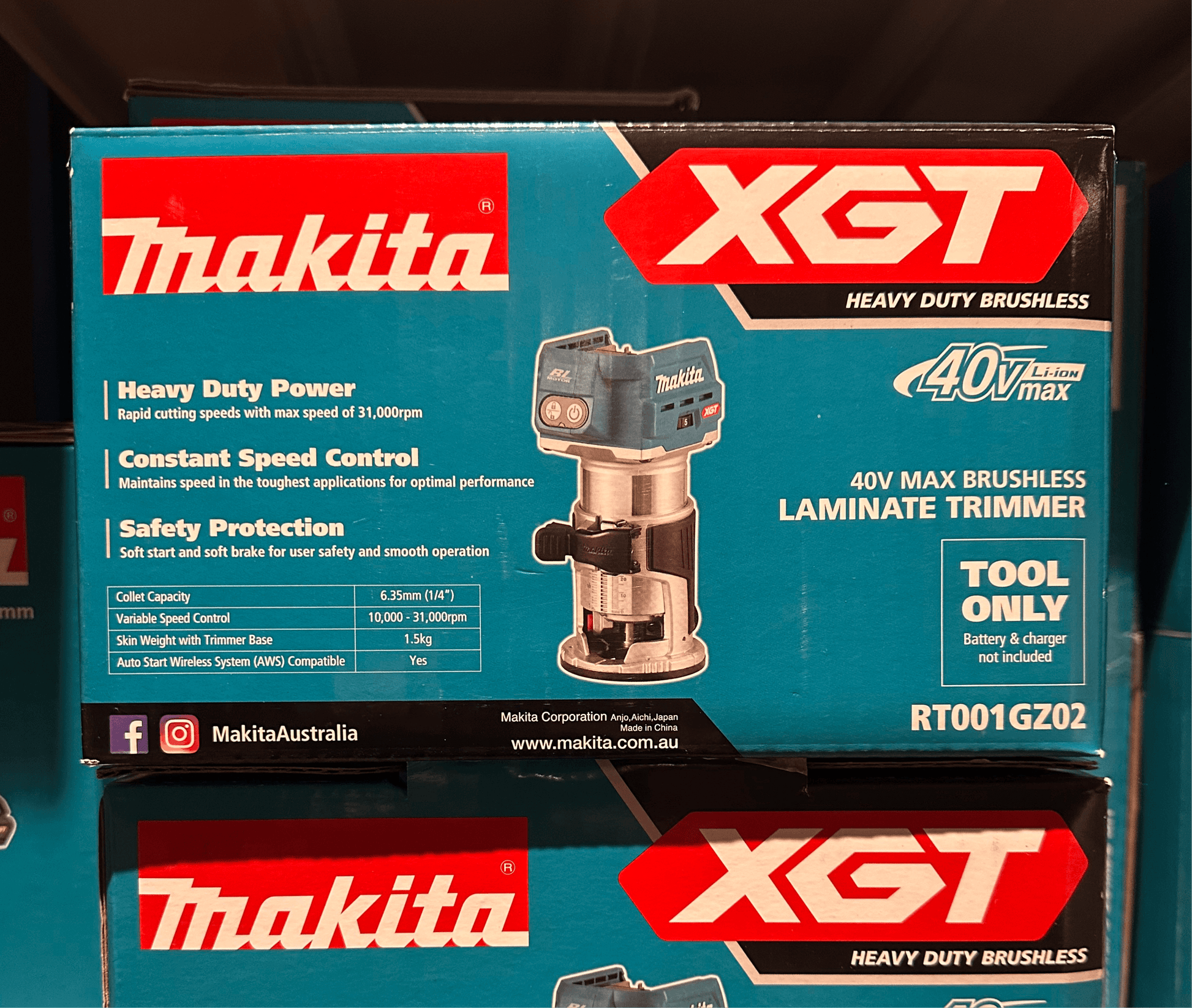 Makita 40V MAX XGT Cordless Brushless Laminate Trimmer Router RT001GZ02 Skin 