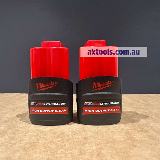 Milwaukee 12V 2.5Ah High Output Battery M12HB2 Twin Pack M12 New Original Genuine 