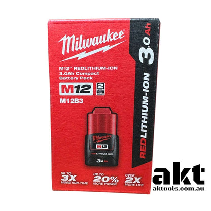 Milwaukee 12V Battery 3.0Ah Redlithium-ION Compact M12B3