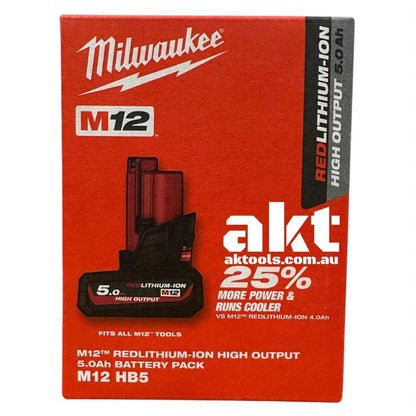 Milwaukee 12V Battery 5.0AH Battery High Output Battery M12HB5 - Original  Genuine Retail