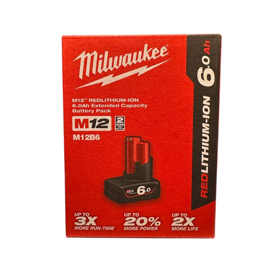 Milwaukee 12V Battery M12 6.0Ah Redlithium-ION M12B6 