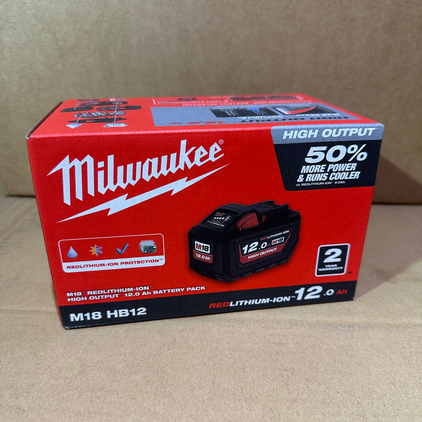 Milwaukee 18V Battery 12.0Ah Redlithium-ION High Output Battery Pack M18HB12 AK TOOLS