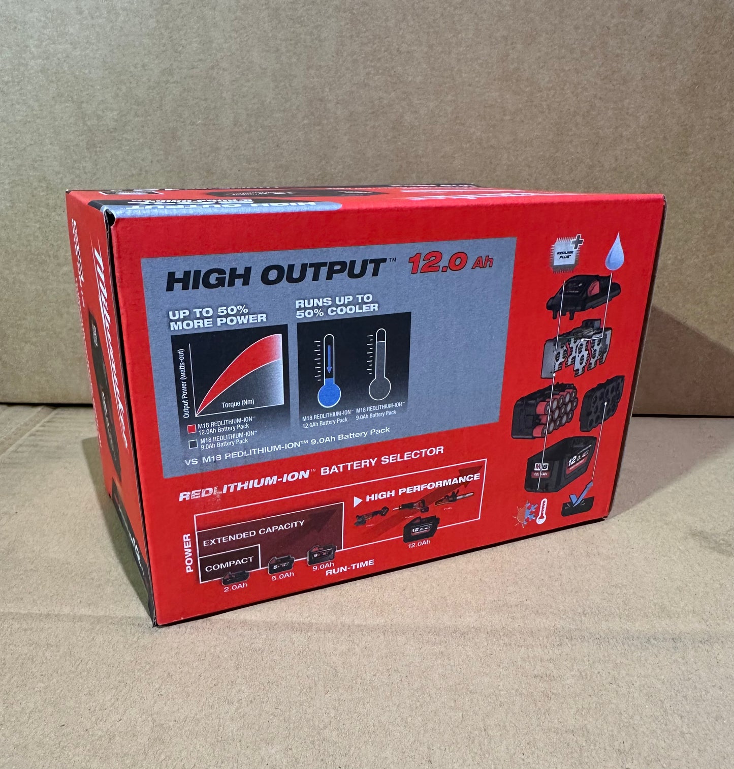 Milwaukee 18V Battery 12.0Ah Redlithium-ION High Output Battery Pack M18HB12 AK TOOLS