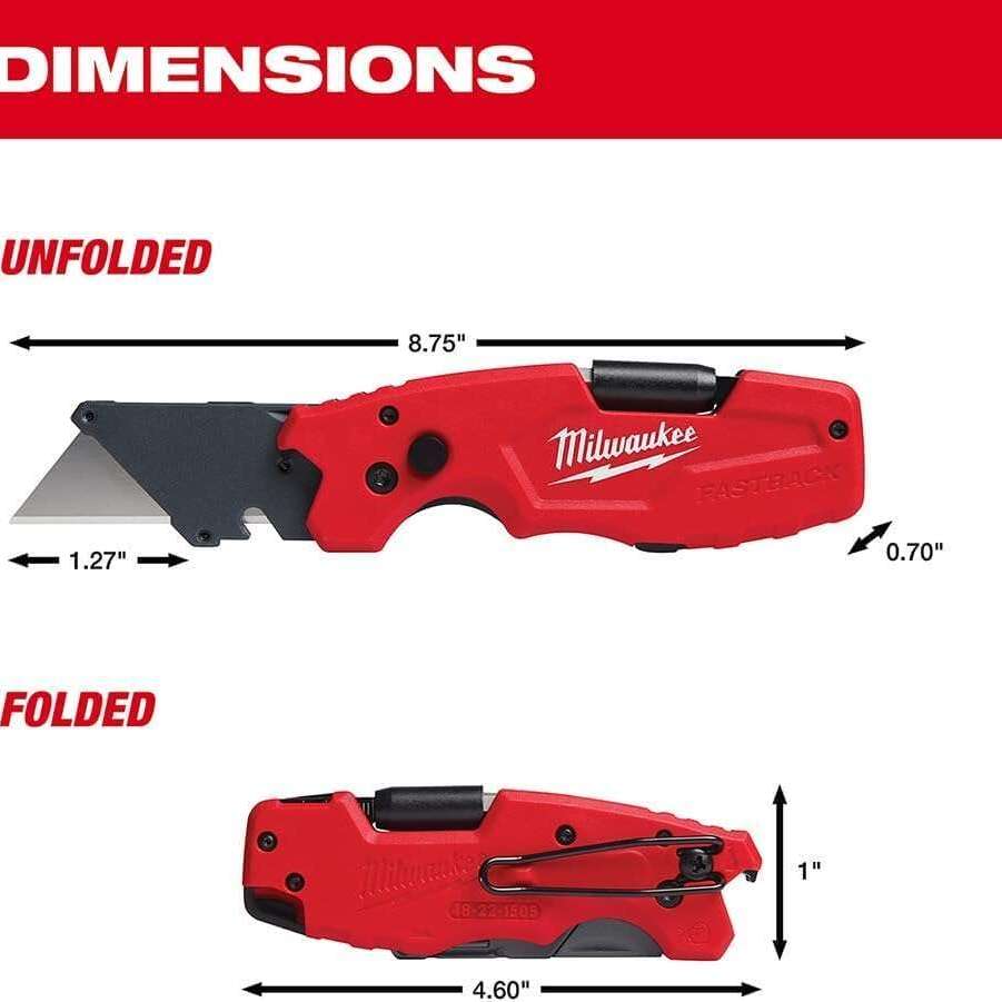 Milwaukee Fastback 6IN1 Folding Utility Knife Wire Belt Clip 48-22-1505 6