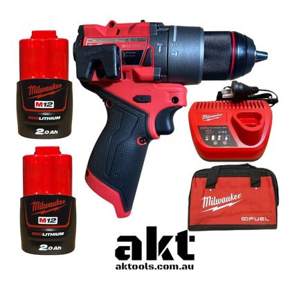 Milwaukee M12 12V Hammer Drill Driver Kit M12FPD2 2x 2.0Ah Battery & Charger AK TOOLS