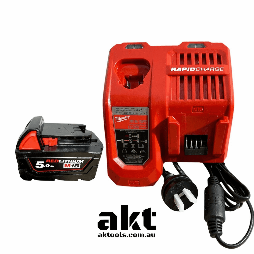 Milwaukee M18B5 5.0Ah Battery + M12-18FC Rapid Charger Kit
